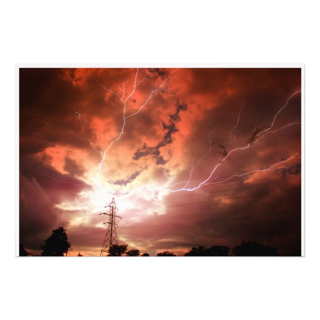 Kansas Lightning Storm PHOTO-UTVIDGNINGEN Fototryck (Framsidan)