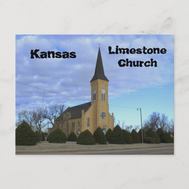 Kansas Limestone Church-postkort Vykort (Framsida)
