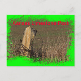 Kansas Limestone Post shot Closeup on a POST CARD! Vykort