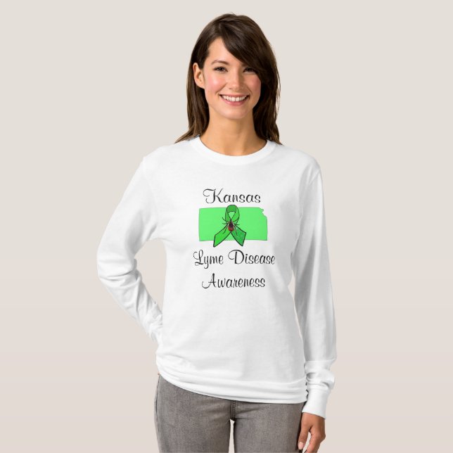 Kansas Lyme-sjuka medvetenhet T-shirt (Hel framsida)