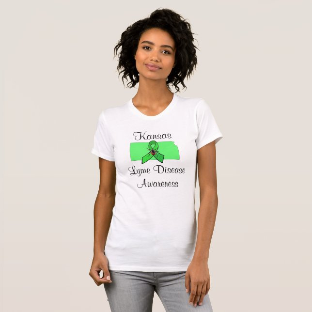 Kansas Lyme-sjukdom medvetenhet T-shirt (Hel framsida)