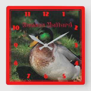 Kansas Mallard Square Wall Clock Fyrkantig Klocka