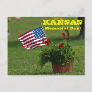 Kansas Memorial Day med US Flagga och blommor POST Vykort