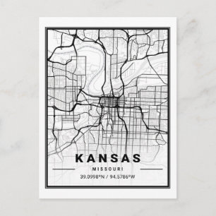 Kansas Missouri USA Travel City Karta Vykort