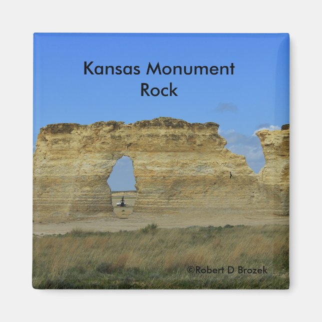 Kansas Monument Sten Square Magnet (Framsidan)