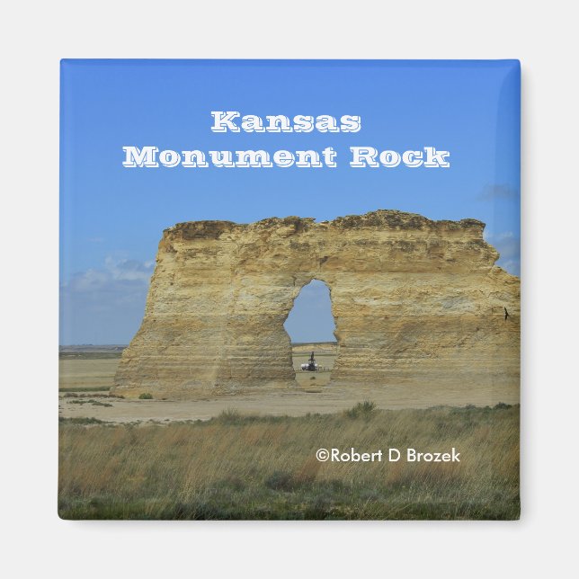 Kansas Monument Sten Square Magnet (Framsidan)