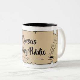 Kansas Notary Public Rulla Feather Quill Två-Tonad Mugg
