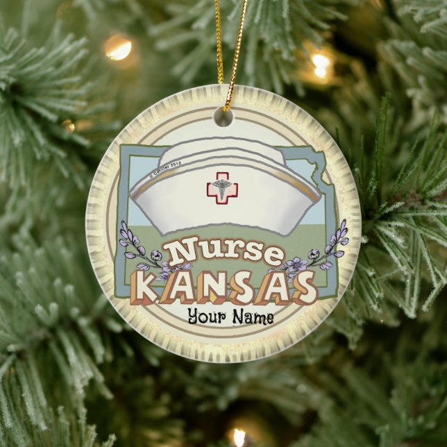 Kansas Nurse Julgransprydnad Keramik (Träd)