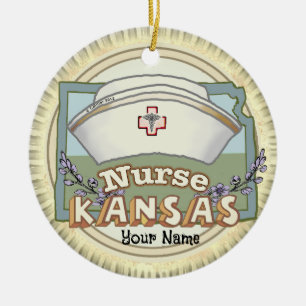 Kansas Nurse Julgransprydnad Keramik