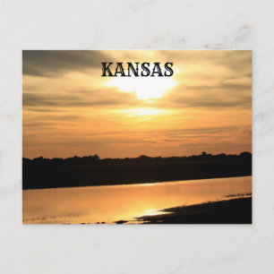 Kansas Orange Sunset w Reflection Post Card Vykort
