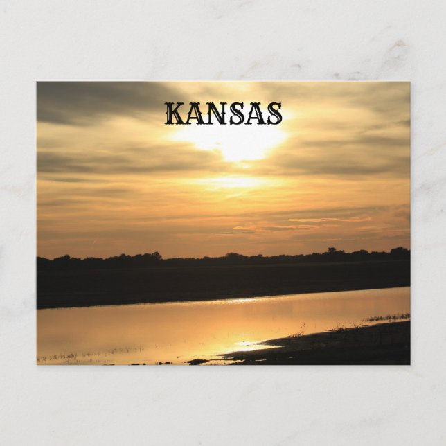 Kansas Orange Sunset w Reflection Post Card Vykort (Framsida)