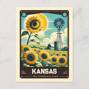 Kansas Patriotisk Vintage Vykort