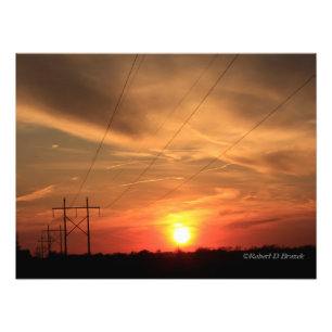 Kansas Power Line Sunset Fototryck