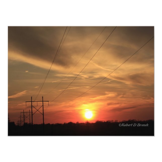 Kansas Power Line Sunset Fototryck (Framsidan)