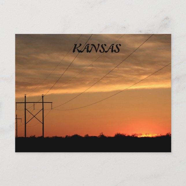 Kansas Power Line Sunset-kort Vykort (Framsida)