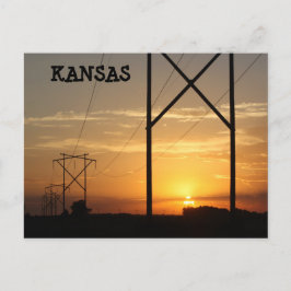 Kansas Power Line Sunset Silhouette-vykort Vykort
