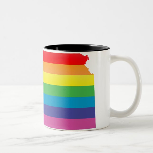 Kansas pride... strimlad. Två-Tonad mugg (Höger)