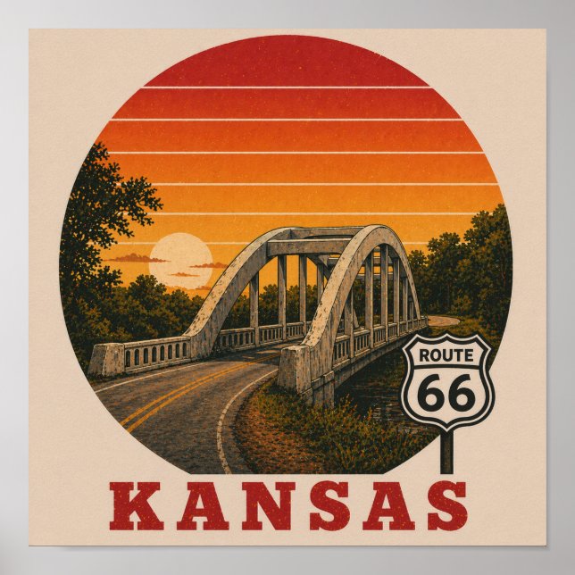 Kansas Rainbow Bridge Route 66 Affisch (Framsidan)