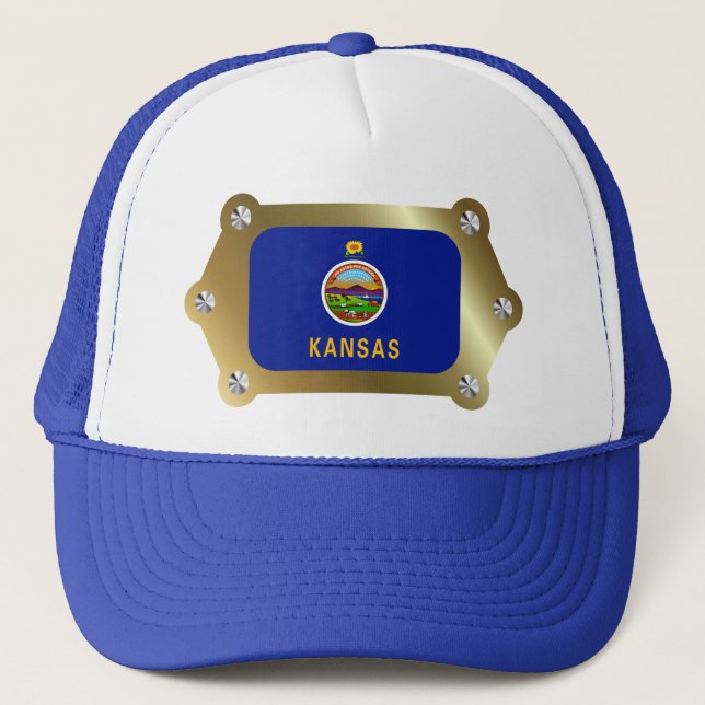 Kansas ramed Flagga Hat Truckerkeps (Framsida)