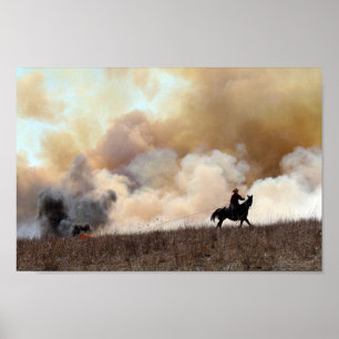 Kansas Rancher startar en kontrollerad Prairie Bur Poster