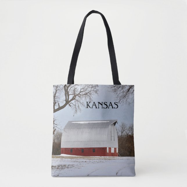 Kansas Red Barn och Snö Tygkasse (Framsida)