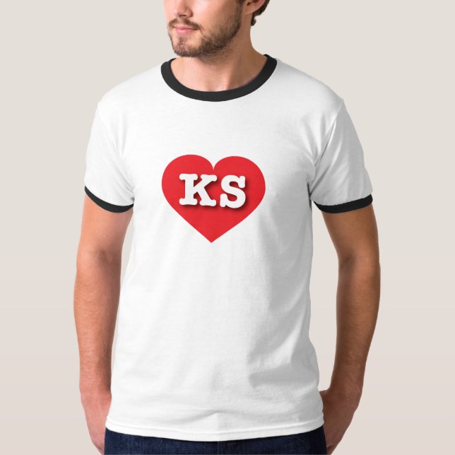 Kansas Red Heart - Big Kärlek T Shirt (Framsida)
