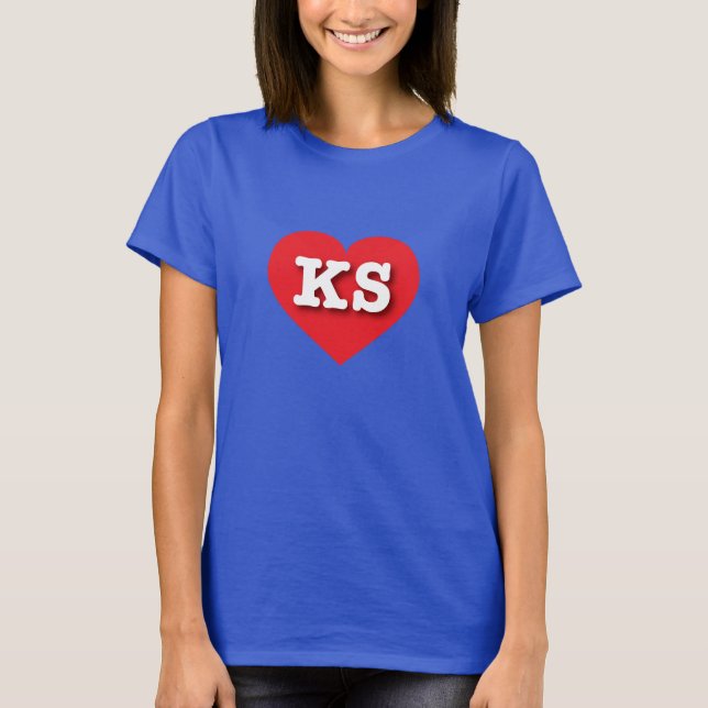 Kansas Red Heart - I kärlek KS Tee Shirt (Framsida)