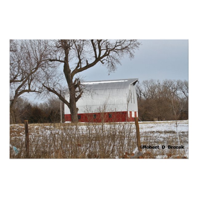 Kansas Red Land Barn Photo Utvidgning Fototryck (Framsidan)