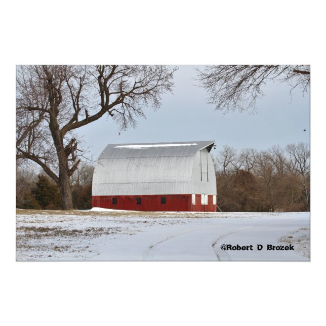 Kansas Red Land Barn Photo Utvidgning Fototryck (Framsidan)