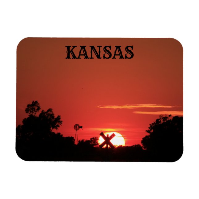 Kansas Red Sunset Kvarn, Magnet (Horisontell)