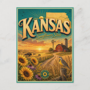 Kansas Retro Resa Souvenir vykort