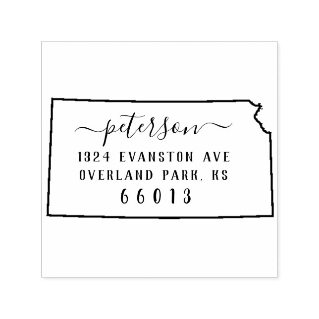 Kansas Returadress Frimärke Self-Inking Självfärgande Stämpel (Design)