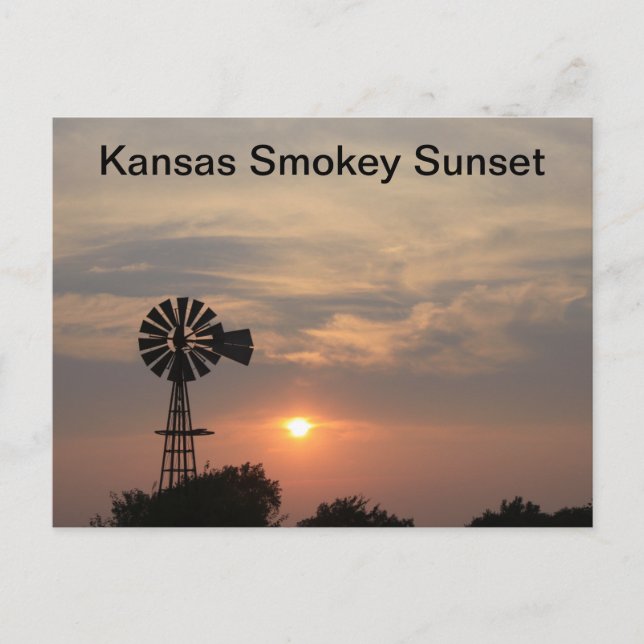 Kansas rökig solnedgång vykort (Framsida)