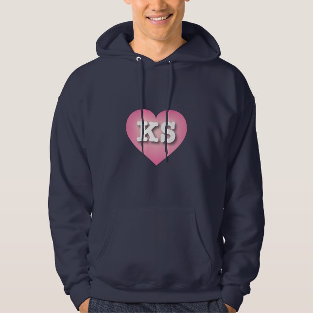 Kansas Rosa Fade Heart - I kärlek KS Hoodie (Framsida)