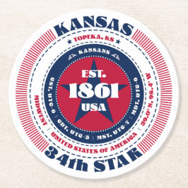 Kansas Rött vitt blått Typografi Underlägg Papper Rund