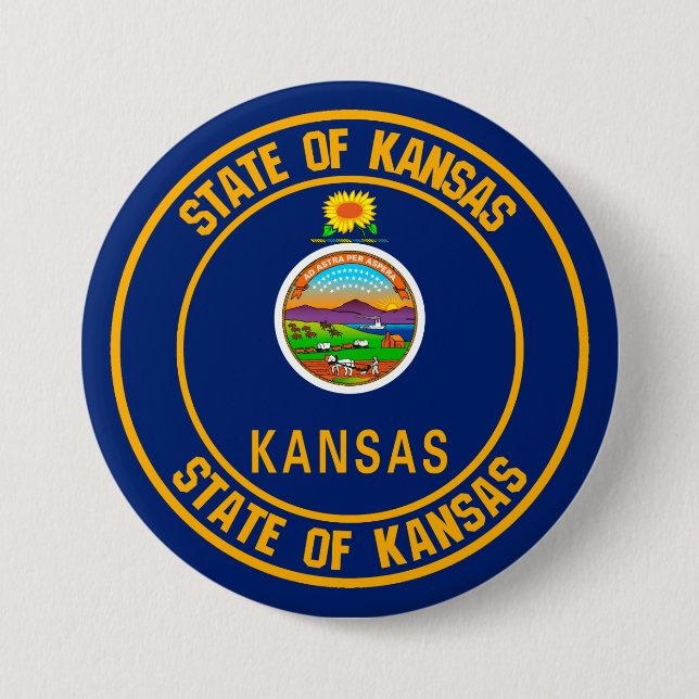 Kansas Round Emblem Knapp (Framsida)