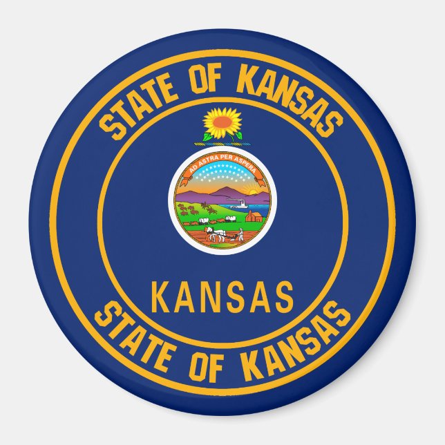 Kansas Round Emblem Magnet (Framsidan)