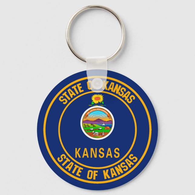 Kansas Round Emblem Nyckelring (Framsida)