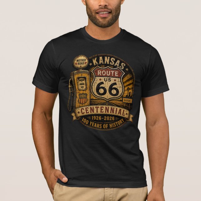 Kansas Route 66 Centennial-appelje T Shirt (Framsida)