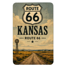 Kansas Route 66 Prairie Road Resemåls Konst Magnet