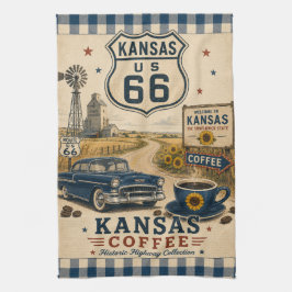 Kansas Route 66 Sunflower Diner Vägsida Kökshandduk