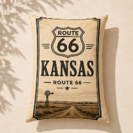 Kansas Route 66 Vindkraftverk Farmhouse Dekor Lumbarkudde