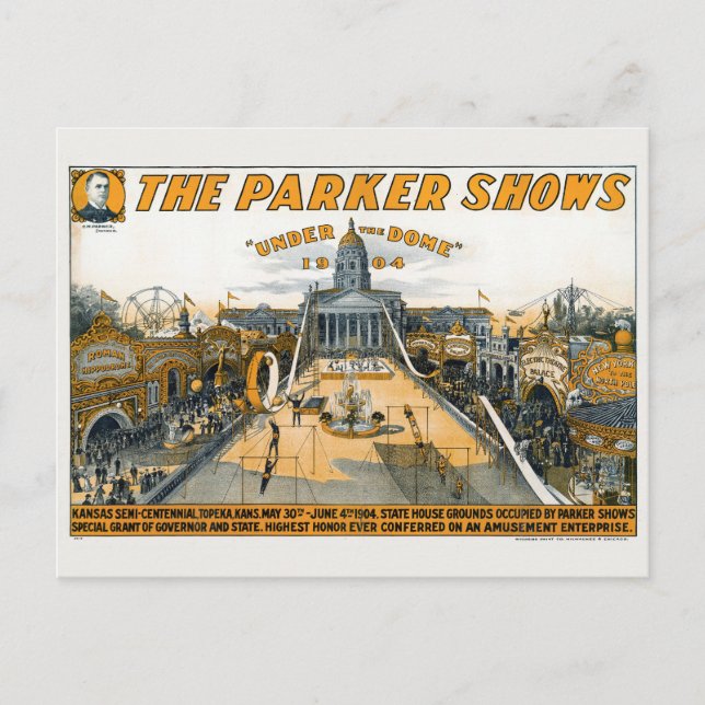 Kansas Semi-Centennial al. State House Grounds. Vykort (Framsida)
