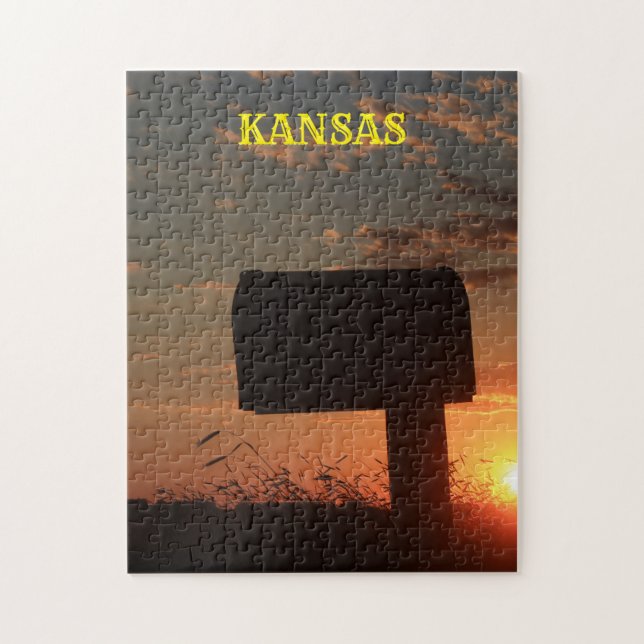 Kansas Silhouette Sunset Mail Box Pussel (Vertikal)