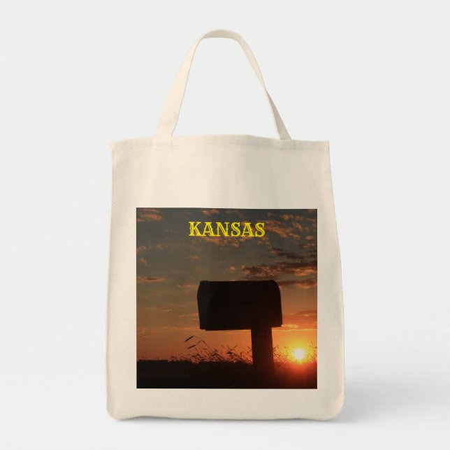 Kansas Silhouette Sunset Mail Box Tote Bag Tygkasse (Framsidan)