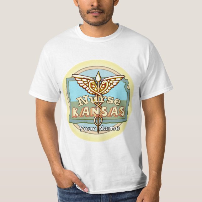 Kansas Sjuksköterska Caduceus T Shirt (Framsida)