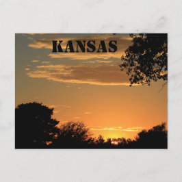 Kansas solnedgång med träd silhuetter Postkort Vykort