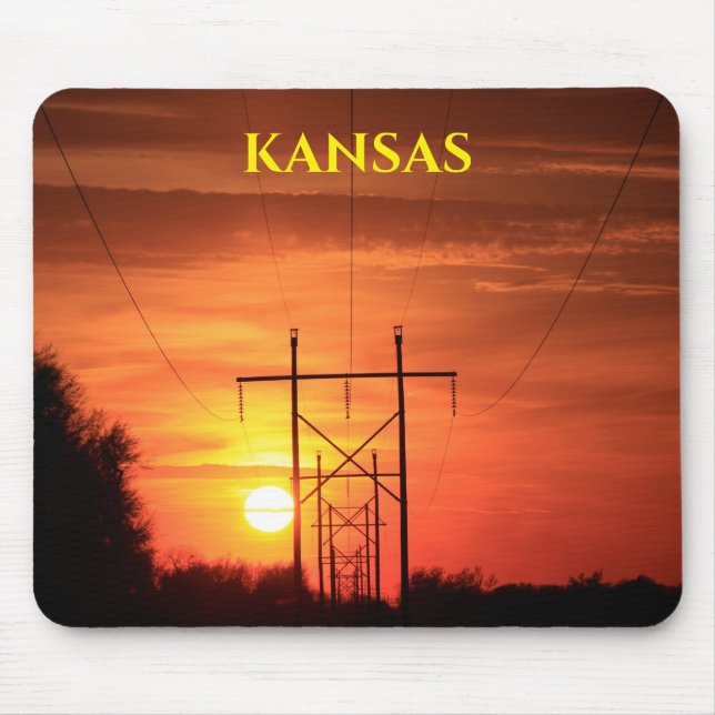 Kansas solnedgång med träd siluett musmatta (Framsidan)