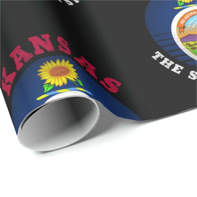 KANSAS SOLROS STATFLAGG PRESENTPAPPER (Rullad Hörn)