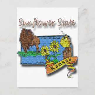Kansas Solrosstat Lark Solros Buffalo Vykort